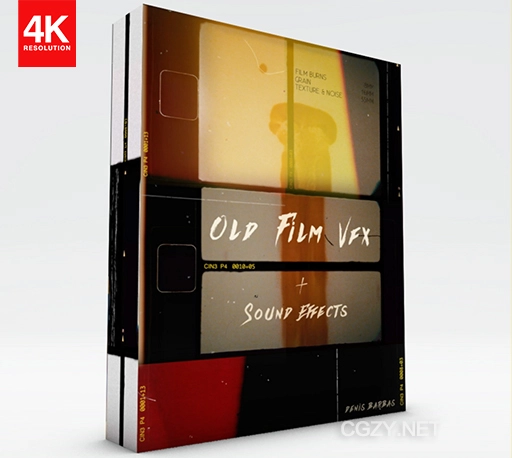 4K视频素材|70组复古老电影胶片遮罩灼烧闪烁颗粒叠加动画+音效 Vintage Film VFX+SFX