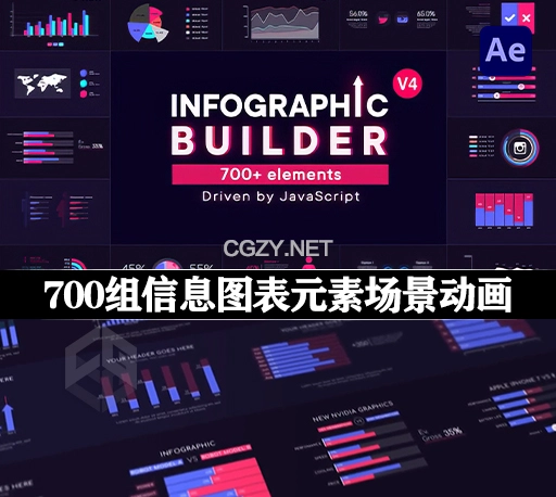 AE模板|700组数据信息图表元素场景动画 Infographic Builder