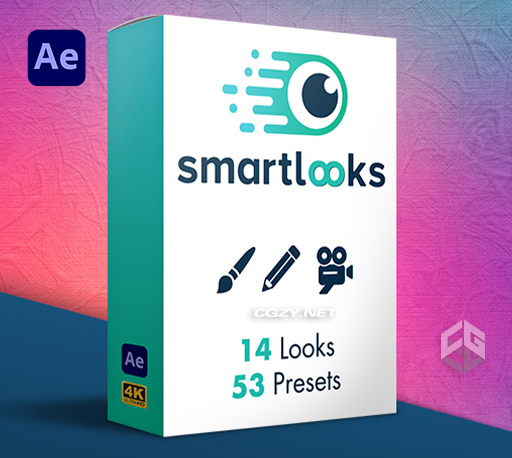 AE模板|视频素描手绘水彩复古漫画风格化滤镜INS调色特效预设 Smart Looks Preset Pack