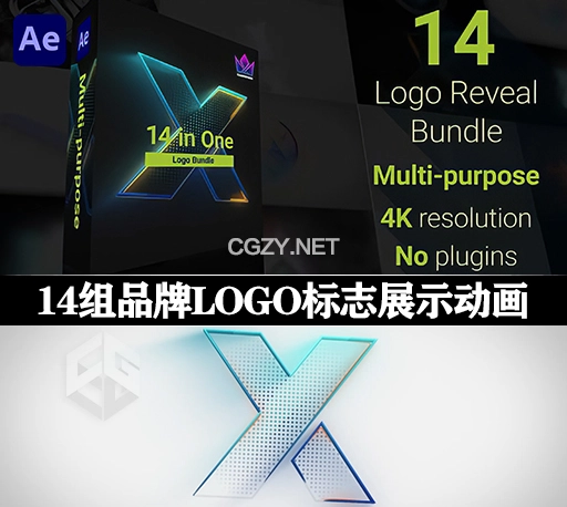 AE模板|14组科技感品牌LOGO标志展示动画 Logo Reveal Bundle