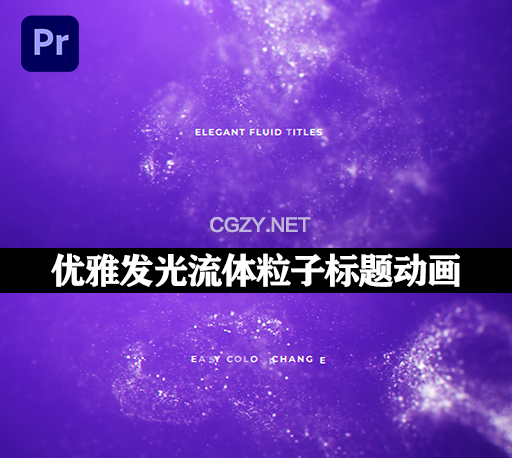 PR模板|优雅抽象发光流体粒子文字标题动画 Elegant Fluid Titles Mogrt