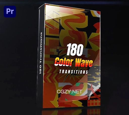 PR模板|180组流行彩色图形遮罩过渡转场动画预设 Color Wave Transitions