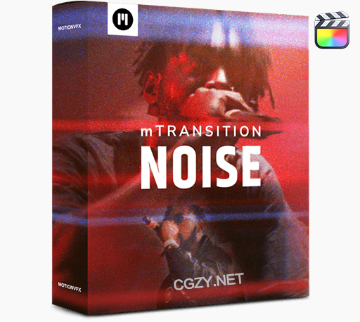 FCPX插件|69种电影划痕噪点漏光棱镜扭曲变形拉伸视频转场过渡预设 mTransition Noise