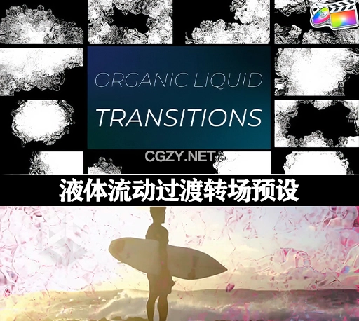 FCPX插件|10种液体流动过渡转场预设 Organic Liquid Transitions