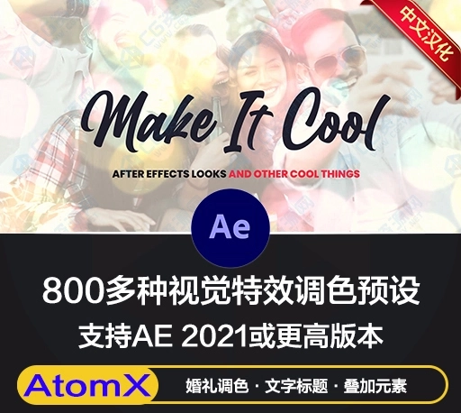 AE脚本|825组创意视觉特效文字标题叠加光效婚礼调色预设 Make It Cool – 800+ Looks And Assets For After Effects V1