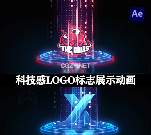 AE模板|科技感抽象数字故障LOGO标志展示动画 Glitch Technology Logo Reveal