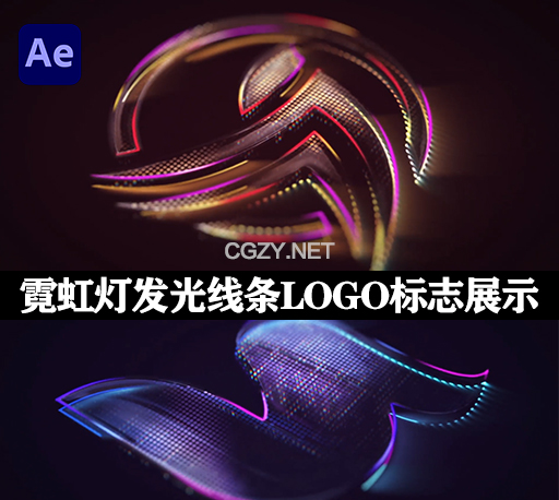 AE模板|现代未来感霓虹灯发光线条企业LOGO标志展示动画 Dots & Lines Logo Reveal