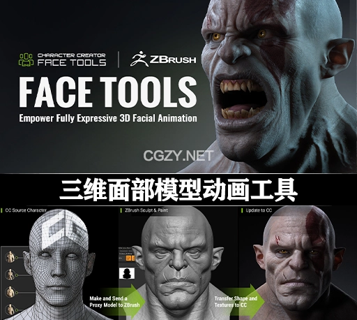 三维面部模型动画工具 ZBrush Face Tools Plug-in for Character Creator 4