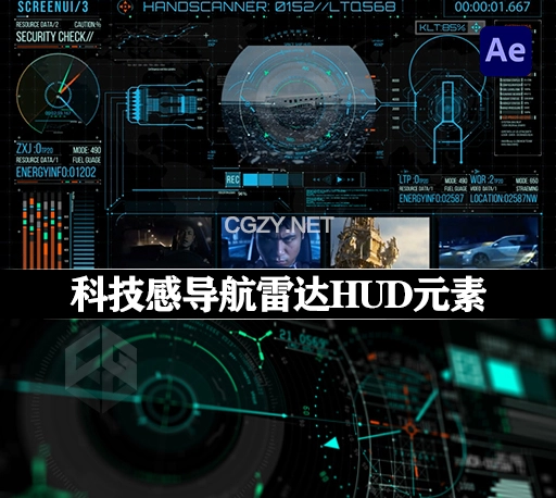 AE模板|科技感海军船导航雷达HUD元素 HUD700 Screen Info 4
