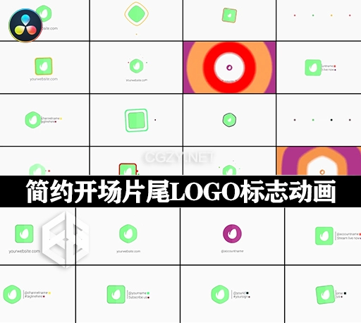 达芬奇模板|18种简约开场片尾LOGO标志动画预设 Logo Reveals for DaVinci Resolve