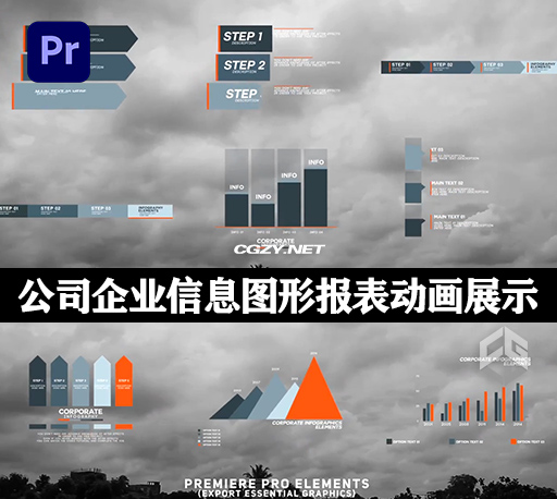 PR模板|40种公司企业信息图形报表动画展示预设 Corporate Elements