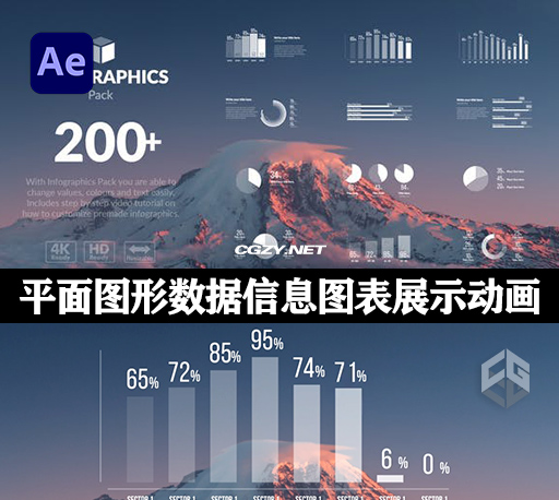 AE模板|200种平面图形数据信息图表展示动画 Infographics Pack