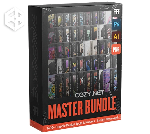 PS模板|41套复古潮流海报封面文字样式设计元素预设 FULLERMOE – Master Bundle 2023