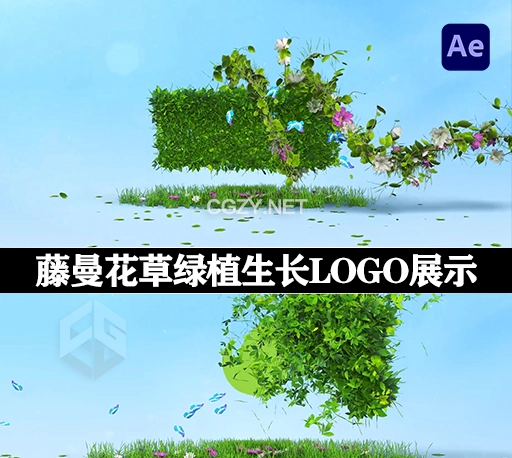 AE模板|清新自然绿植藤曼花草生长LOGO标志展示动画 Nature Logo Reveal