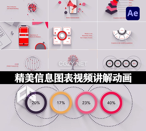 AE模板|精美设计信息图表视频讲解动画元素 Minimal Design Explainer video Kit