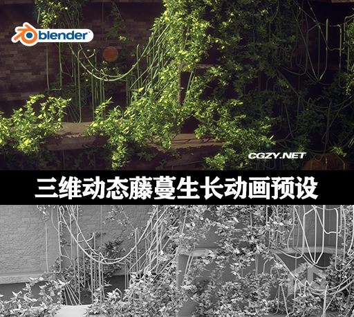 Blender三维动态藤蔓生长动画预设 Vine Generator