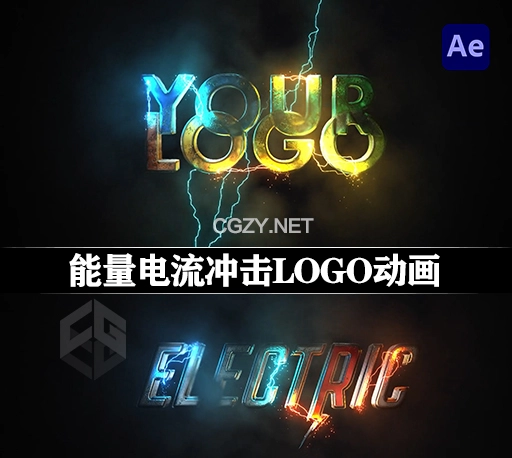 AE模板|能量电流冲击效果展示LOGO标志动画 Electric Energy Logo
