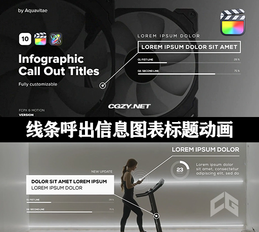 FCPX插件|10组简约线条呼出信息图表标题动画 支持M1 Infographic Call Out Titles
