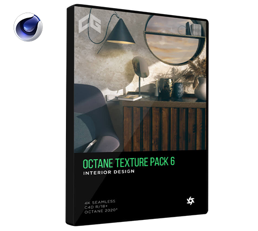 C4D预设-129种室内设计Octane金属玻璃木纹织物塑料材质预设Octane Texture Pack 6:Interior Design