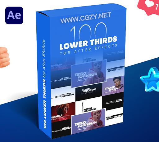 AE模板|100种时尚自媒体文字标题排版字幕条动画 Lower Thirds