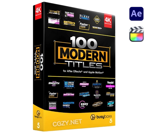 AE/FCPX模板|100组现代简洁时尚文字标题动画预设 BBV05 Modern Titles