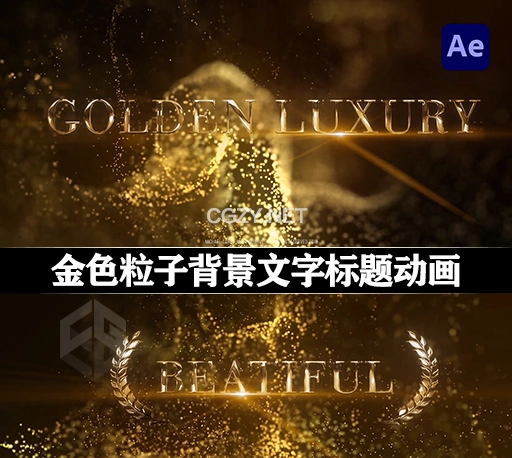 AE模板|豪华金色粒子背景奖项文字标题动画 Luxury Awards Titles