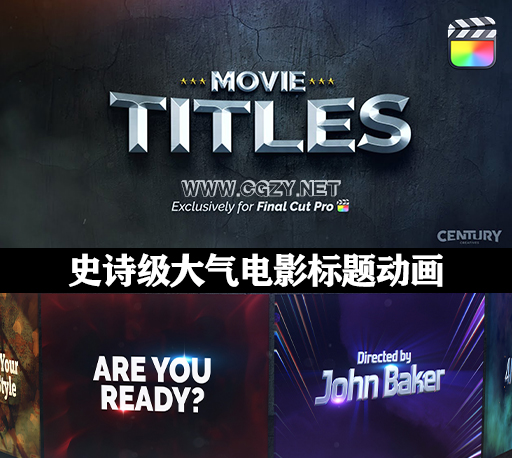 FCPX插件|史诗级大气电影标题开场片头动画 Movie Titles