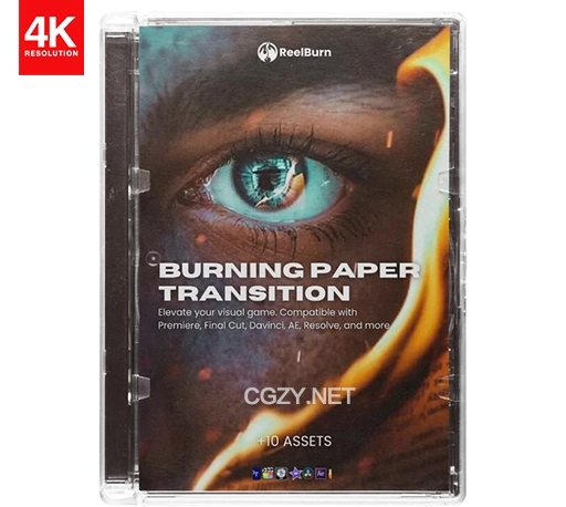 4K视频素材|10个纸张燃烧过渡转场素材 REELBURN – Burning Paper Transitions