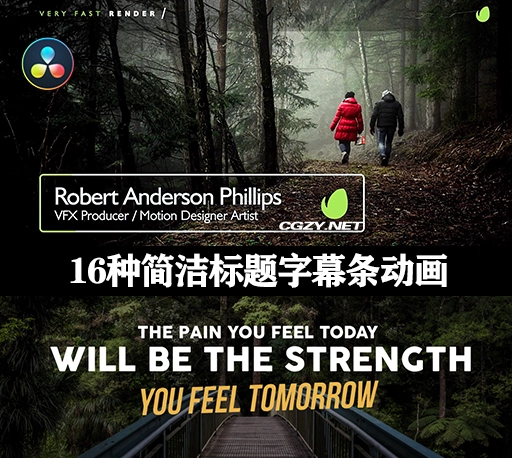 达芬奇模板|16种简洁标题字幕条动画 Gold Clean Lower Thirds for DaVinci Resolve