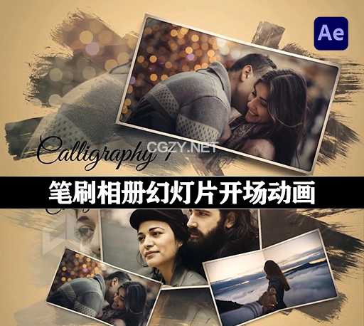 AE模板|美好回忆笔刷相册幻灯片开场动画 Everlasting Moment