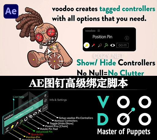 AE木偶图钉高级动画绑定控制脚本 Voodoo V1.0 +使用教程