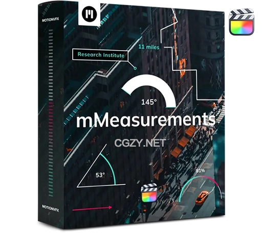 FCPX插件|22个物体数据测量标注动画预设 motionVFX mMeasurements