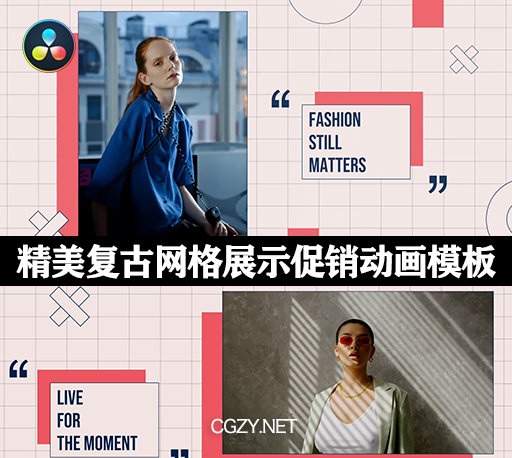 达芬奇模板|精美复古网格展示促销动画模板 Retro Promo | DR