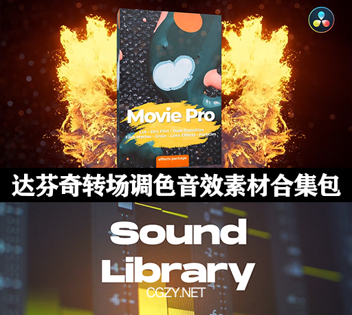 达芬奇转场调色炫光粒子音效素材合集包-DaVinci Resolve Transition and Effects Package