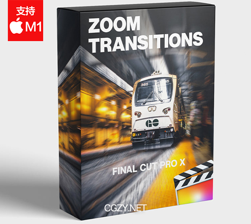 FCPX插件|18组常用平滑缩放无缝转场过渡预设 支持M1 Zoom Transition Pack