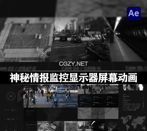 AE模板|神秘情报监控显示器屏幕动画 HUD Covert Operations CCTV2