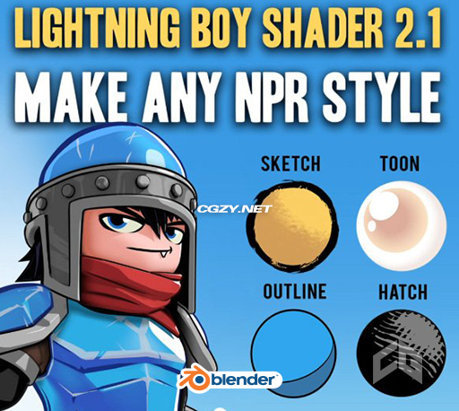 Blender插件|卡通风格高效着色器 Lightning Boy Shader v2.1.4