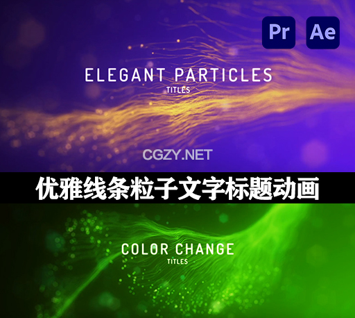 AE/PR模板|唯美优雅抽象线条粒子开场文字标题动画 Elegant Particles Titles Mogrt