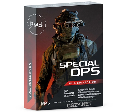 3D模型|现代军事特种部队人物角色武器战斗装备模型包 BigMediumSmall-SPECIAL OPS(OPS FBX/OBJ/UE格式)