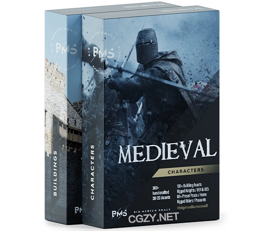 3D模型|中世纪欧洲城堡战争城墙塔楼人物模型 BigMediumSmall – Medieval Collection (Blender/FBX/OBJ格式)