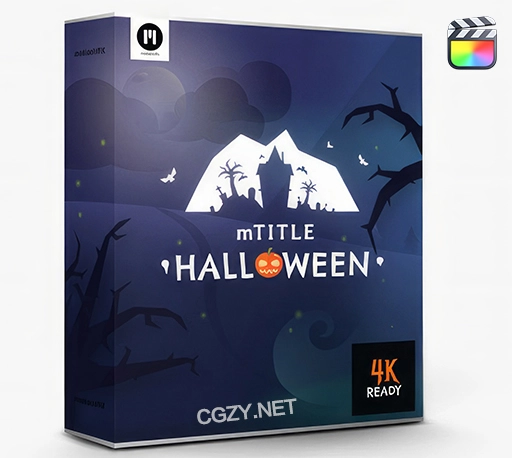 FCPX插件|35组万圣节主题游戏文字标题背景素材包 MotionVFX mTitle Halloween