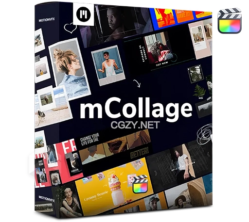 FCPX插件|160组创意定格贴纸照片相框视频边框文字标题涂鸦动画预设 motionVFX mCollage