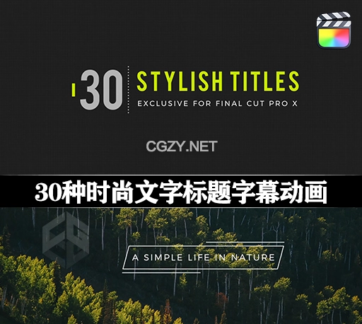 FCPX插件|30种创意时尚文字标题字幕动画预设 Stylish Titles