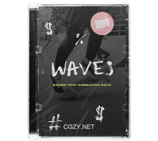 60组复古手绘涂鸦字母数字符号笔刷动画素材包 WAVES – BRUSH ANIMATED FONT PACK