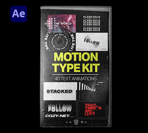 AE模板|动力学海报文字标题排版循环字幕动画 Motion Type Kit
