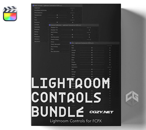 中文版FCPX插件|LR基本控制相机校准HSL参数调色控件 支持M1 Lightroom Controls