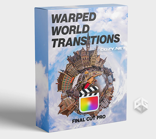 FCPX插件|创意3D镜头扭曲效果过渡转场 Warped World Transitions
