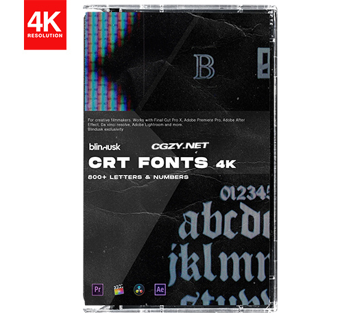 4K视频素材|800个复古CRT效果字母标点符号数字元素 Blindusk CRT Fonts 4K