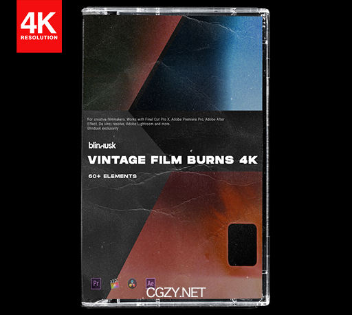 4K视频素材|60种叠加老式电影胶片灼烧效果过渡转场素材 VINTAGE FILM BURNS