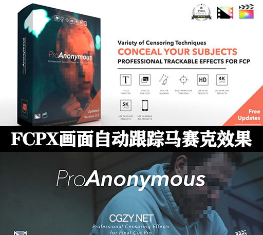 FCPX插件|ProAnonymous 2.0 画面自动跟踪马赛克效果